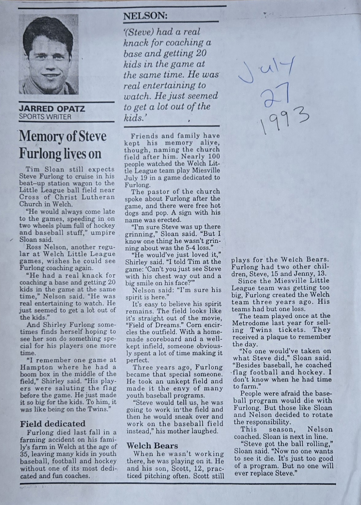 Steve Furlong article